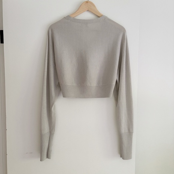 COS Cropped Wool Blend Cardigan Beige Metallic Size M - Picture 8 of 8